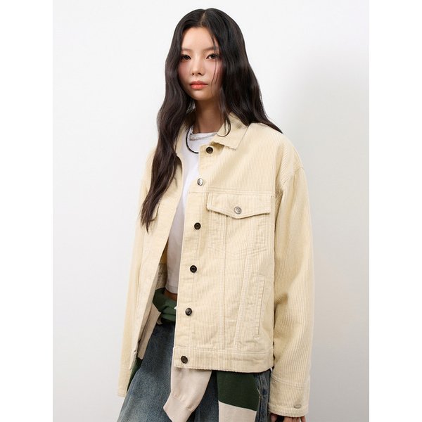 EUG 코듀로이 트러커 자켓_에크루