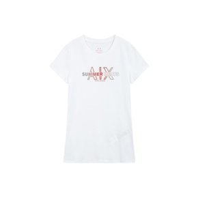 AX 여성 스카치 로고 크루넥 티셔츠(A423130507)_화이트