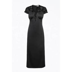 4000225 Adelyn rae Lace-Trimmed Satin Midi Dress In Black