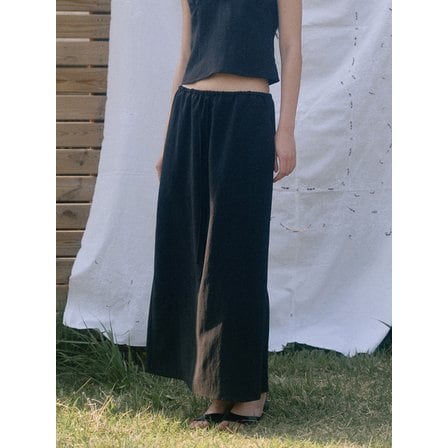 베이오드 Tencel string long skirt_black