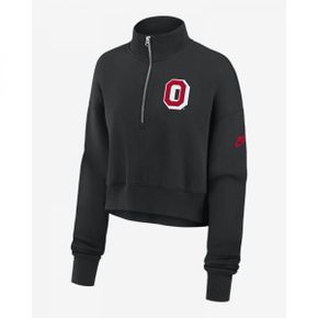 Ohio State Buckeyes 레거시 Elevated 로고 우먼 나이키 컬리지 크롭 쿼터집업 크루 맨투맨 티셔