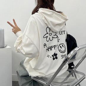 픽셀 스마일 왕오버핏 후드티 4컬러_P417679758