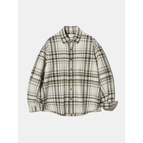 Down Button Collar Point Creamy Check Shirt S153