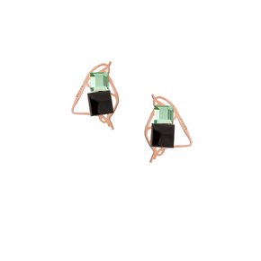 Dancing Objet - No.15 Onyx-Green Crystal Earrings [옵션-귀찌]