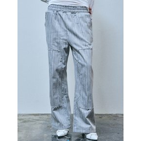 Rivet patch stripe pants Gray