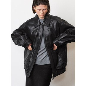 LAMBS LEATHER OVERSIZE JACKET [BLACK]