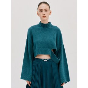 Damaged Cropped Knit_Turquise Blue