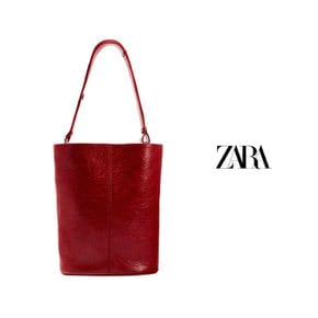 자라 여성 숄더백 소가죽 버킷 백 레드 ZARA 가방