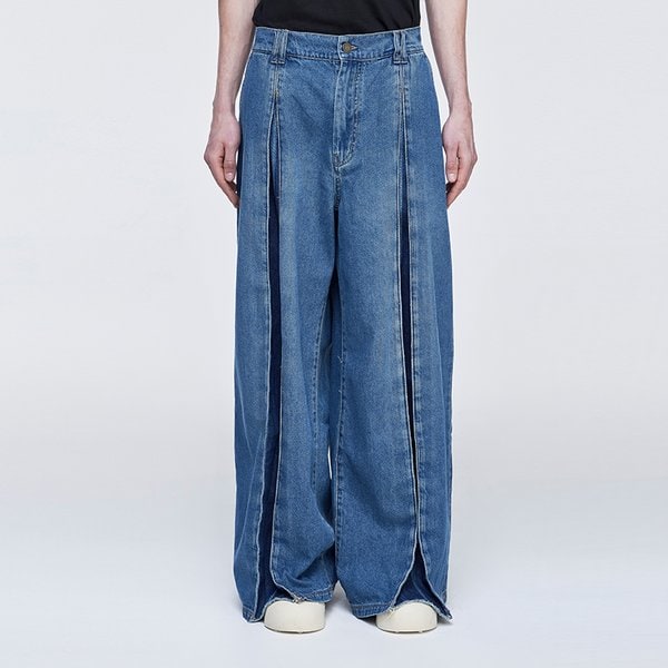 [파주점] 옴므 박스 플리츠 와이드 데님  SH2PT230BL