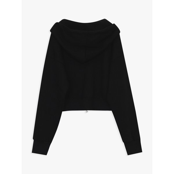 FRILL HOODED ZIP UP_BLACK