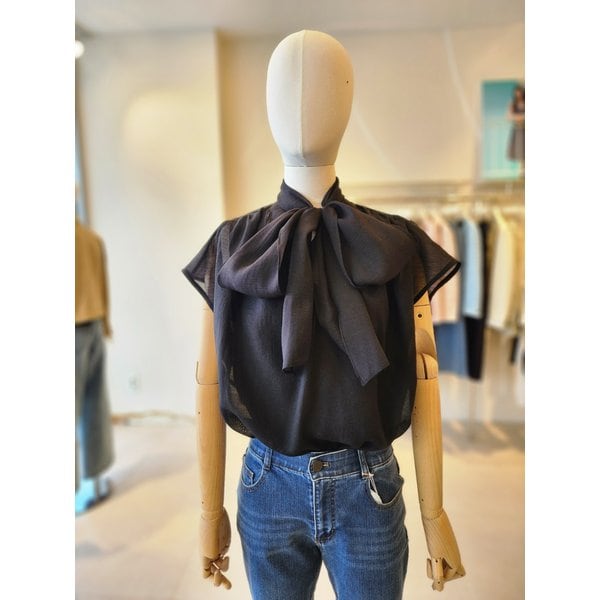 [여주점] [JJ 지고트] 여성 타이 슬릿넷 셔링 블라우스 GR5A0BL521