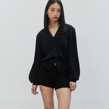 노이어 패턴 벌룬 크롭 가디건 (블랙)