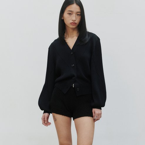 노이어 패턴 벌룬 크롭 가디건 (블랙)