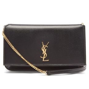 앤티크 골드 YSL 모노그램 레더 크로스 바디 폰 홀더 72153063