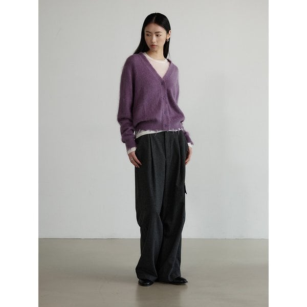 울 블렌드 와이드 카고 팬츠 - CHARCOAL