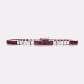 Bicolor Dark Ruby Tennis Bracelet SSKA105BWR180