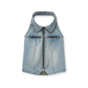 zip denim top (blue)