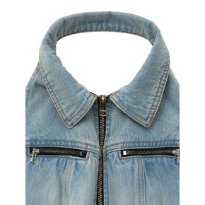 zip denim top (blue)