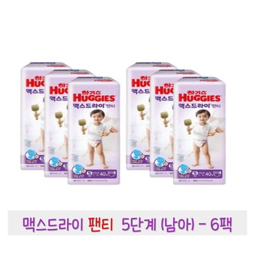  하기스 맥스드라이 팬티 5단계 (남아) 40매 6팩