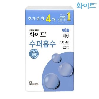 땡큐온 화이트 수퍼흡수 대형 28+4개입 산뜻하고 깨끗하게_P332037708