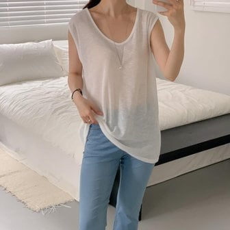  [옷자락] 여자 시스루 빅사이즈 이너티 루즈핏 민소매 여름 나시
