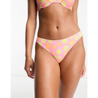 이스퀘어 4883651 Monki pop flower bikini bottoms in pink - part of a set