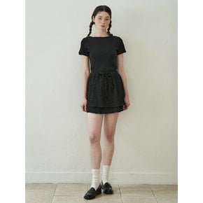 Crinkle Layered Ribbon Skirt (Black)