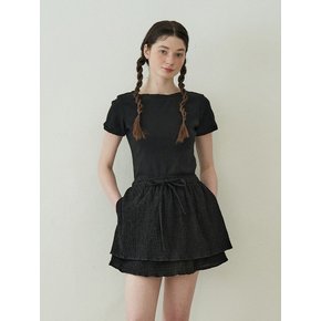 Crinkle Layered Ribbon Skirt (Black)