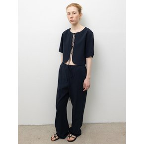 Seersucker Wide String Pants_Navy