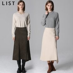 [리스트(LIST)] 코듀로이 언밸런스 플레어 스커트