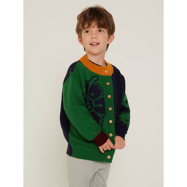 그린 니트 가디건