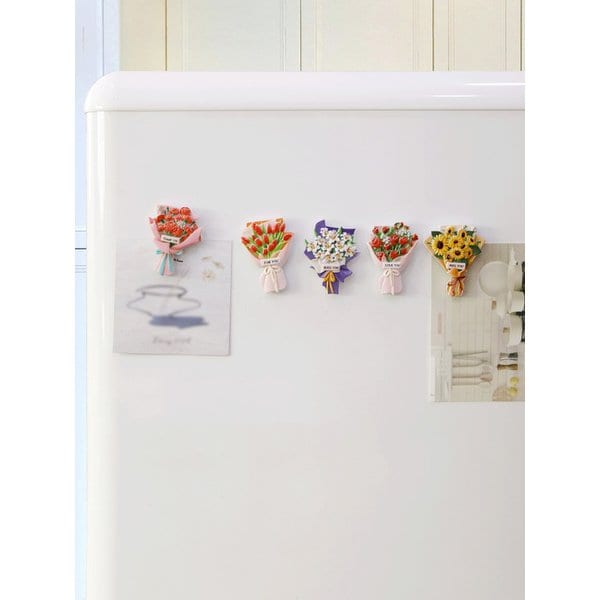 꽃다발 문구 마그넷 냉장고 자석 메모 홀더 5type