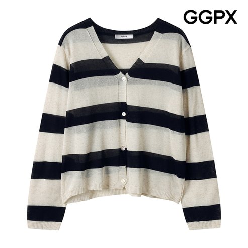 GGPX 린넨 썸머룩 스트라이프 긴팔 니트 가디건 (GP7KG001F)
