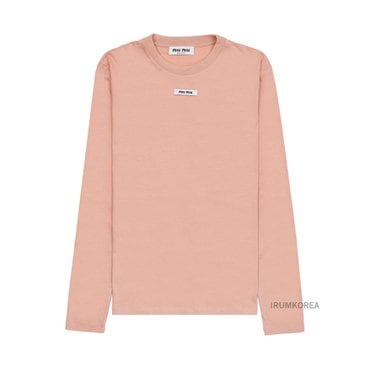 미우미우 여성 중앙 로고 긴팔 티셔츠 MJL963 1YXU F0236