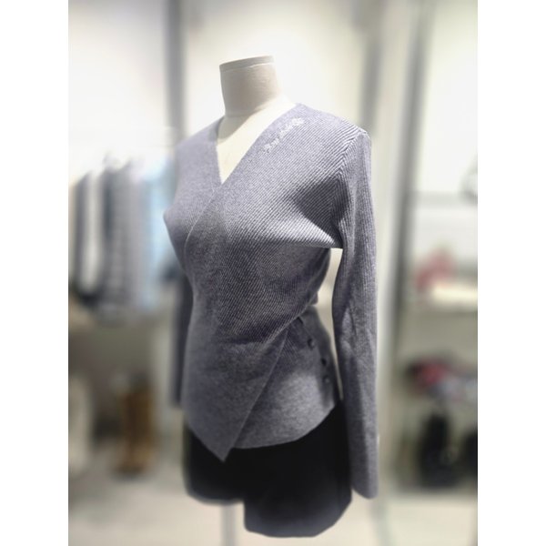[여주점] 브이넥 랩형 니트탑ES1JK209