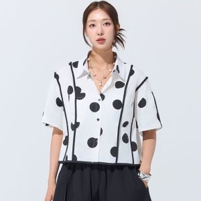 왕도트 땡땡이 크롭 믹스셔츠_P400027942