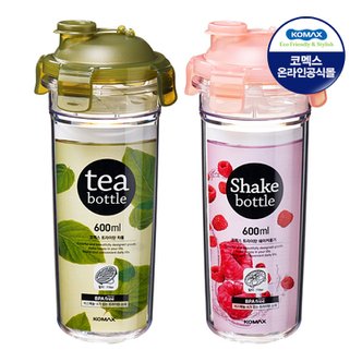  코멕스 트라이탄 쉐이커용기(핑크)600ml + 차통(그린)600ml