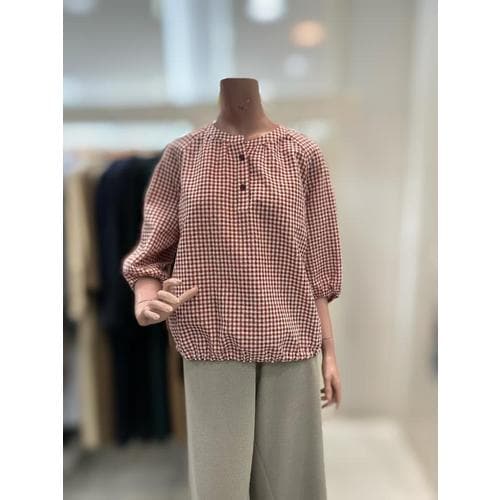 올앤선드리 세이브존06 라운드 체크 블라우스 A6M3BJ472(1)