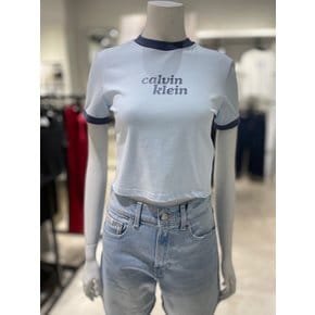 [파주점] [캘빈클라인진]여성 링거 그래픽 크롭 반팔 티셔츠 47G896G-CYQ