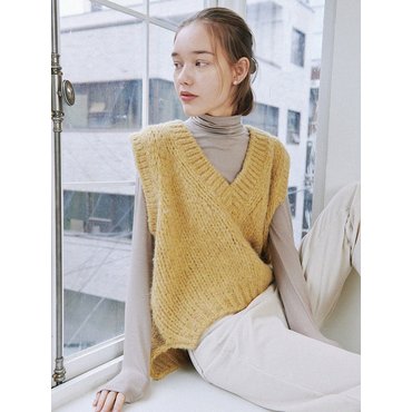 가니송 Cotton Candy Wool Knit Vest_yellow