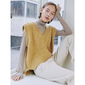 Cotton Candy Wool Knit Vest_yellow