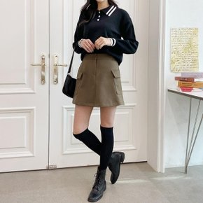 여자 폭신 울 주머니 보온 아메카지 쁘띠 FW 스커트