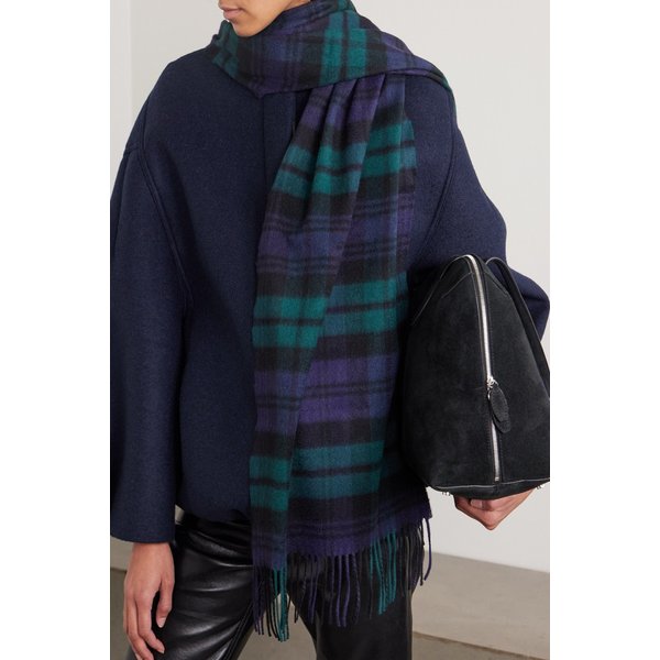 존스톤스 오브 엘긴 프린지 체크 캐시미어 스카프 46376663162952796