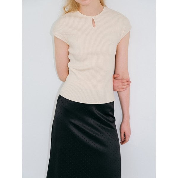 Dot Satin Midi Skirt (Black)