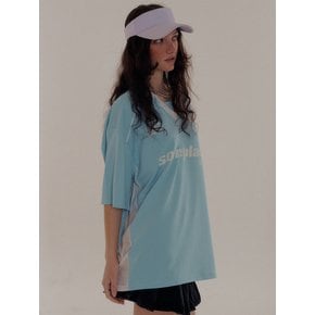 Piping Sports Oversized Logo Uniform Short-sleeved T-shirt [Sora]