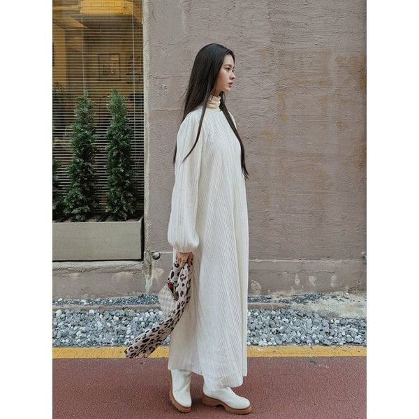 (2COLOR)FW Pleats Balloon Dress_Black/Ivory