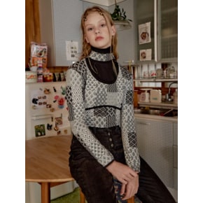Patchwork halterneck Top (Black)