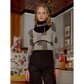 Patchwork halterneck Top (Black)