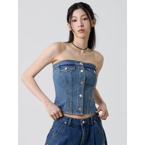 데님 크롭 탱크탑 샌드 블루_Denim Crop Tank Top Sand Blue