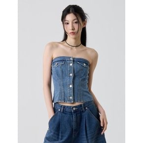 데님 크롭 탱크탑 샌드 블루_Denim Crop Tank Top Sand Blue